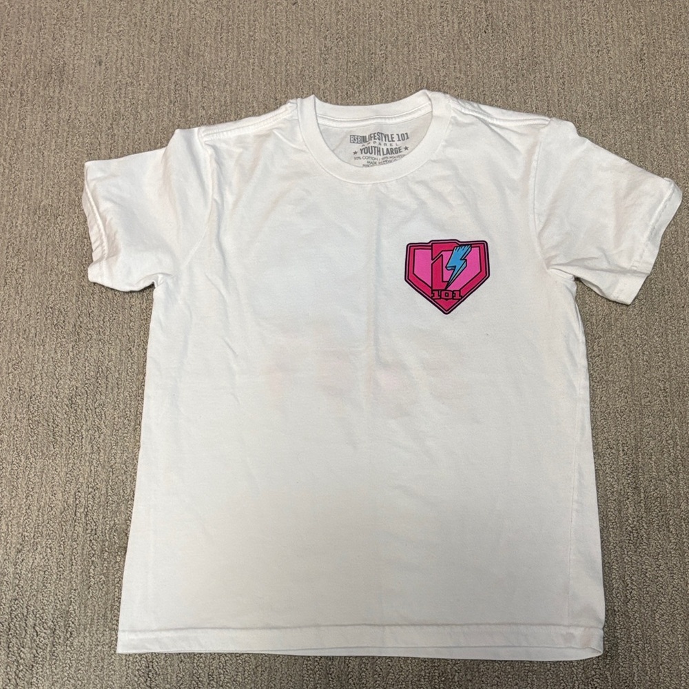 Baseball Lifestyle 101 White Tee with Pink/Blue Cloud